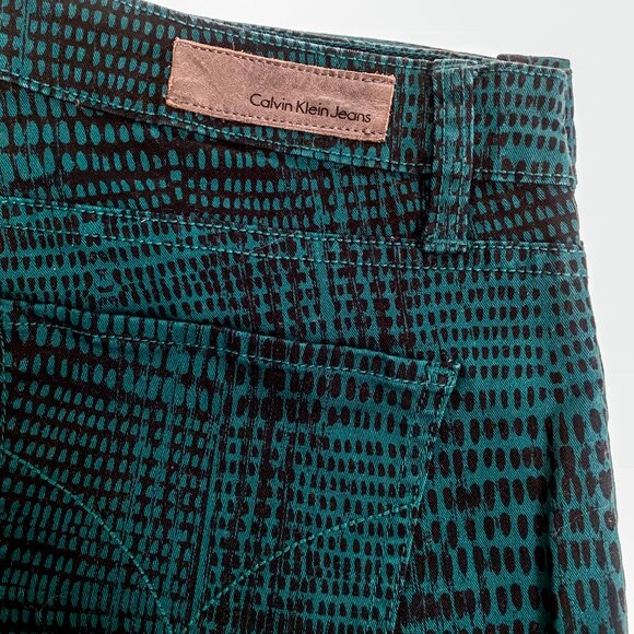 Calvin Klein - Teal Printed Skinny Jeans - 10 - Picture 4 of 9